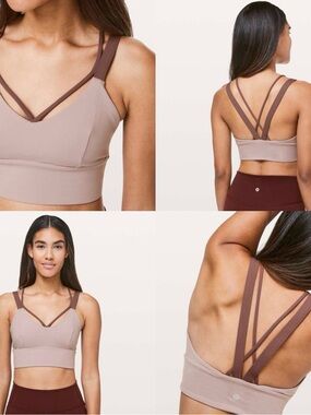 lululemon athletica Mauve Sports Bra with Brown Straps